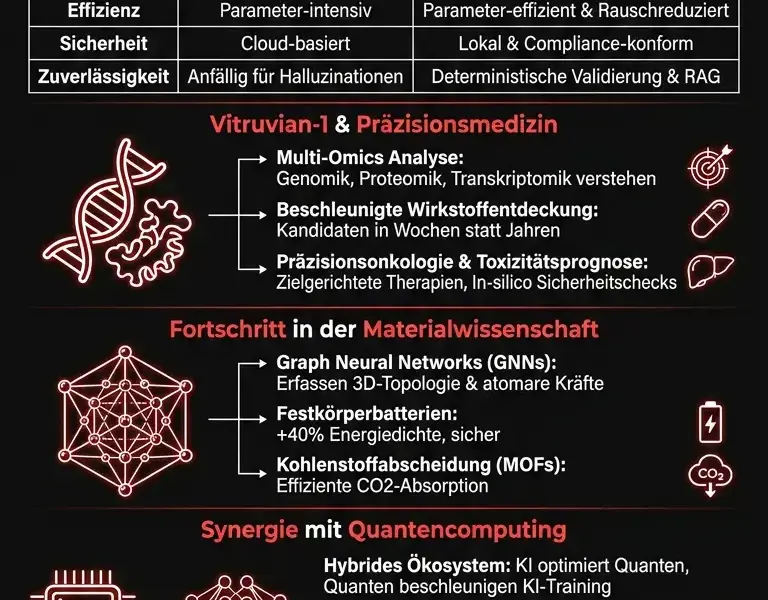 Infografica: Spezialisierte KI-Modelle: Leitfaden f&uuml;r Medizin, Werkstoffe und Quanten