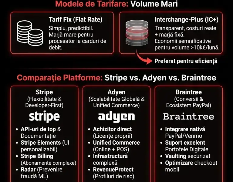 Infografica: Stripe vs. Adyen vs. Braintree: Ghid privind gateway-urile de plată pentru e-commerce cu volum ridicat