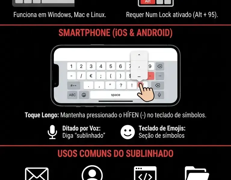 Infografica: Sublinhado (_): veja como digit&aacute;-lo no PC e no smartphone