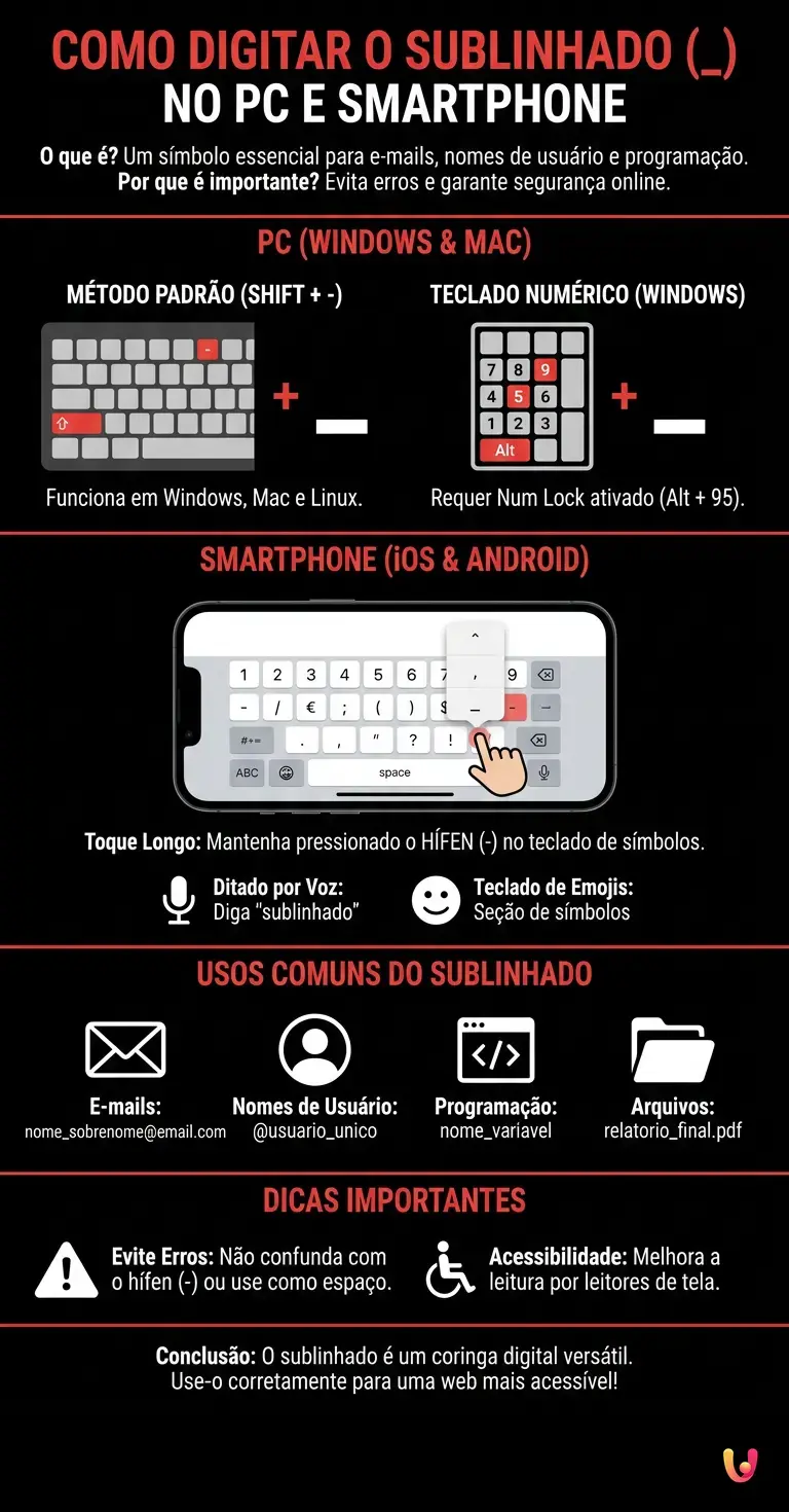 Sublinhado (_): veja como digit&aacute;-lo no PC e no smartphone - Infogr&aacute;fico resumido