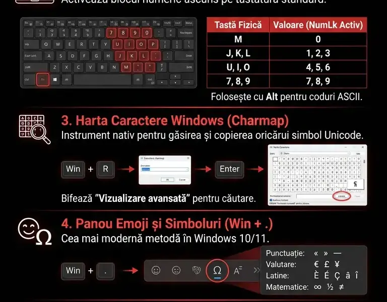 Infografica: Tastatură laptop: cum să tastezi caractere speciale fără tastatură numerică