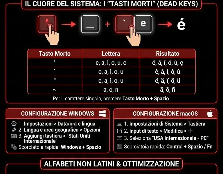 Infografica: Tastiera internazionale: come configurarla per scrivere in pi&ugrave; lingue