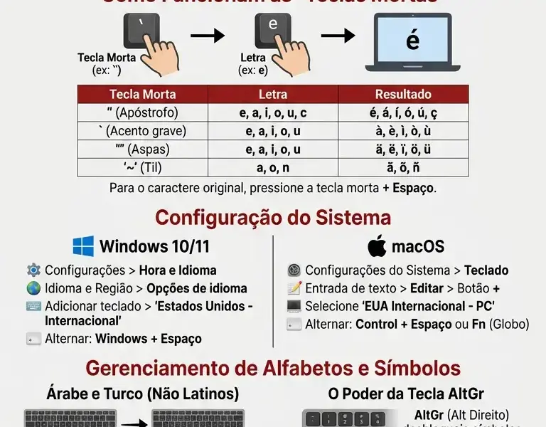 Infografica: Teclado internacional: como configur&aacute;-lo para escrever em v&aacute;rios idiomas