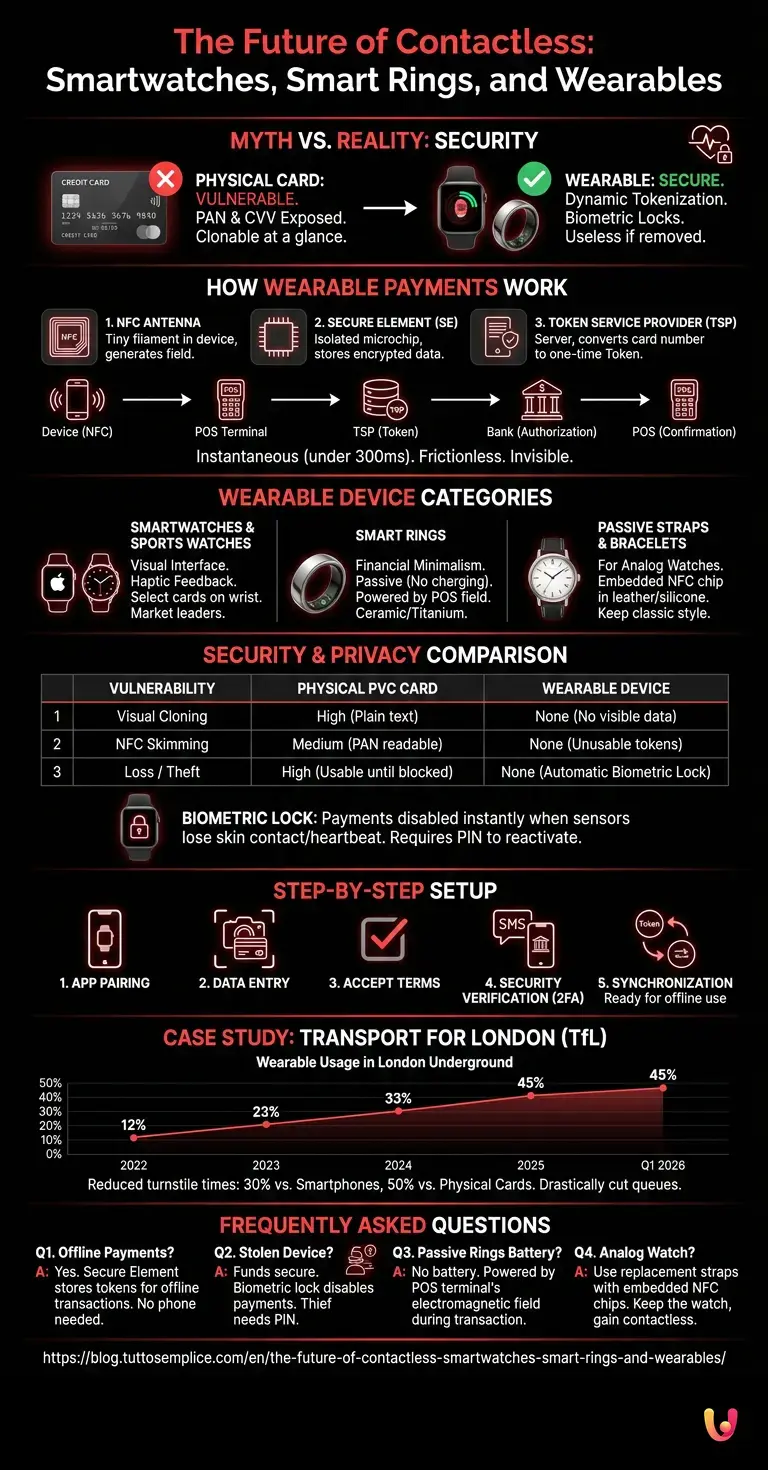 The Future of Contactless: Smartwatches, Smart Rings, and Wearables - Summary Infographic