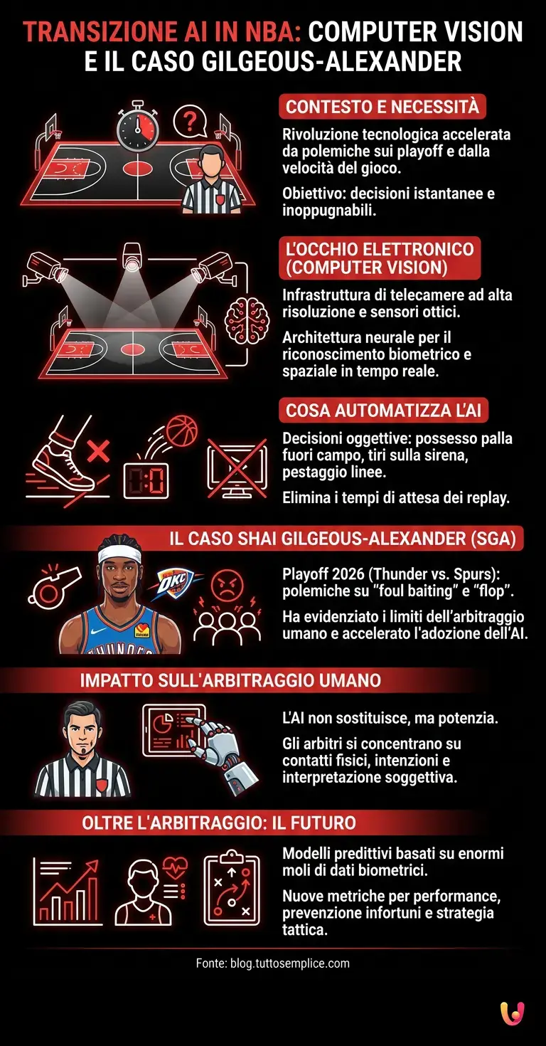 Transizione AI in NBA: computer vision e caso Gilgeous-Alexander - Infografica riassuntiva