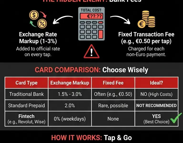 Infografica: Traveling Abroad with a Contactless Card: Transport and Fees