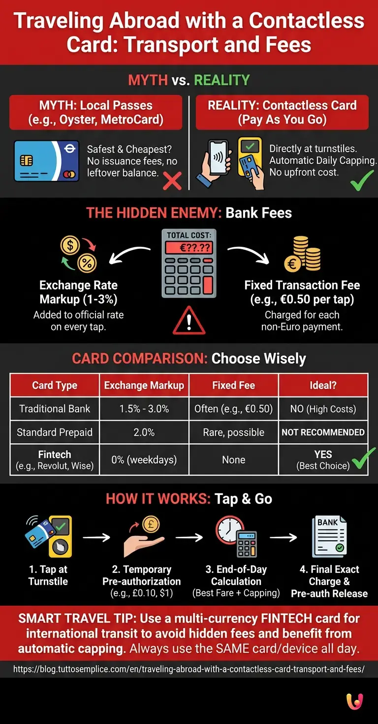 Traveling Abroad with a Contactless Card: Transport and Fees - Summary Infographic