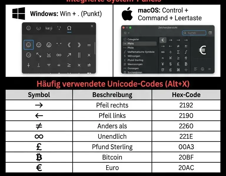 Infografica: Unicode-Zeichen: So f&uuml;gen Sie jedes beliebige Symbol in den Text ein