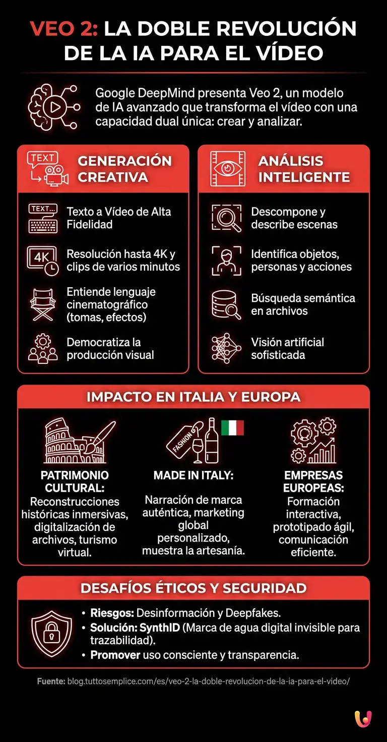 Veo 2: La doble revolución de la IA para el vídeo - Infografía resumen