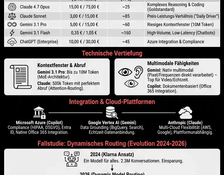 Infografica: Vergleichende Analyse und Leitfaden zur Auswahl von LLM-Modellen (Mai 2026)