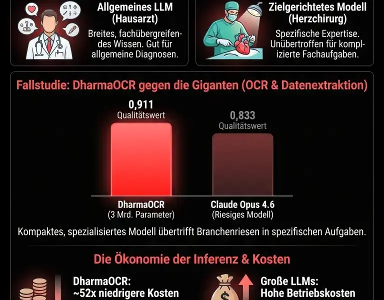 Infografica: Verteilungsangleichung: Zielgerichtete Modelle &uuml;bertreffen allgemeine LLMs