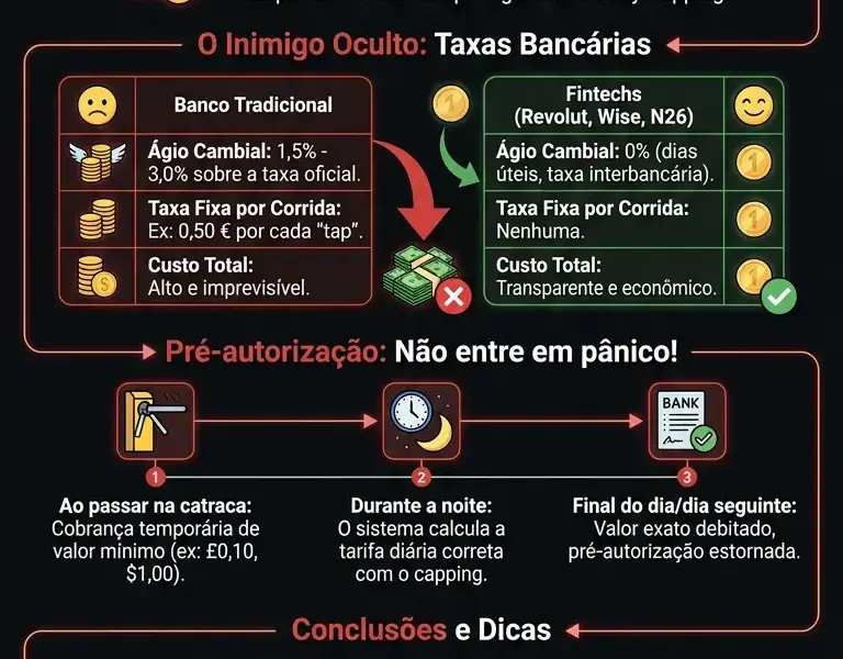 Infografica: Viajar para o exterior com um cart&atilde;o contactless: transporte e taxas