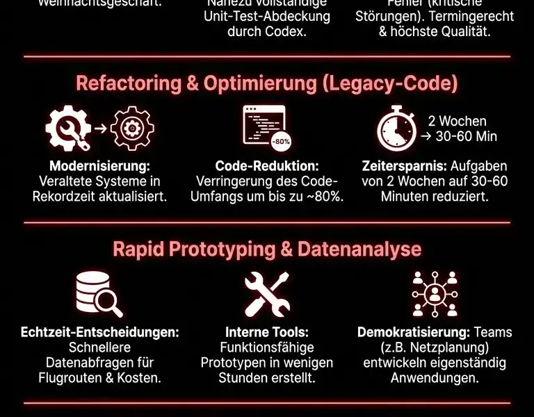 Infografica: Virgin Atlantic setzt OpenAI Codex in der Softwareentwicklung ein.