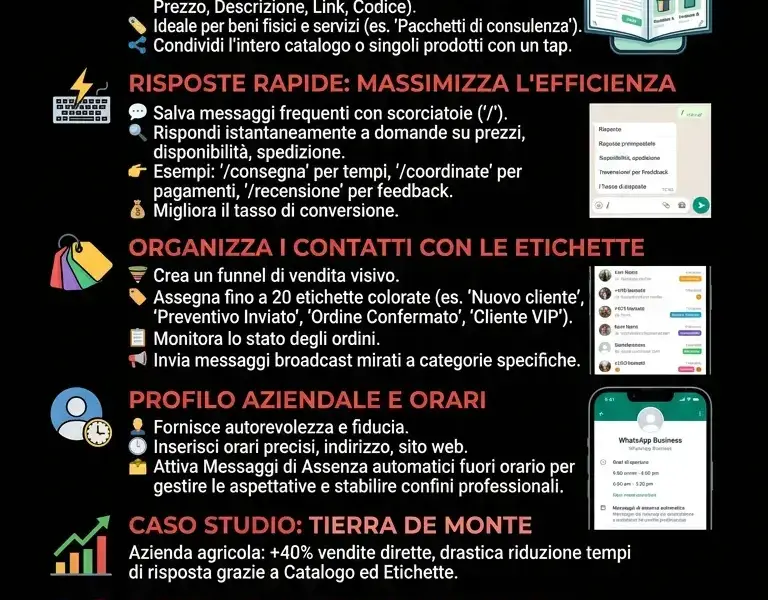 Infografica: WhatsApp Business per Piccoli Professionisti: Guida al Catalogo e Risposte Rapide