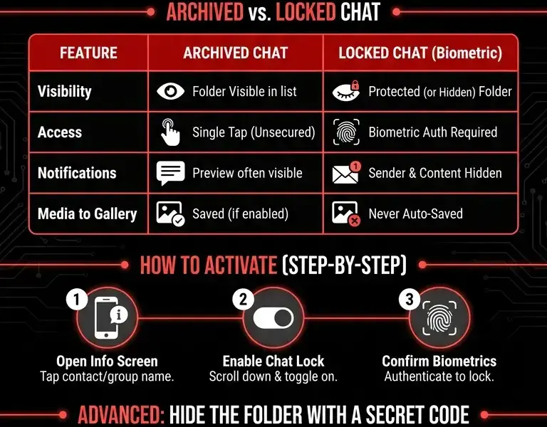 Infografica: WhatsApp Chat Lock: The Ultimate Guide to Hiding Conversations