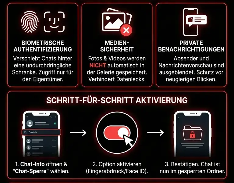 Infografica: WhatsApp-Chat-Sperre: Der ultimative Leitfaden zum Verbergen von Unterhaltungen