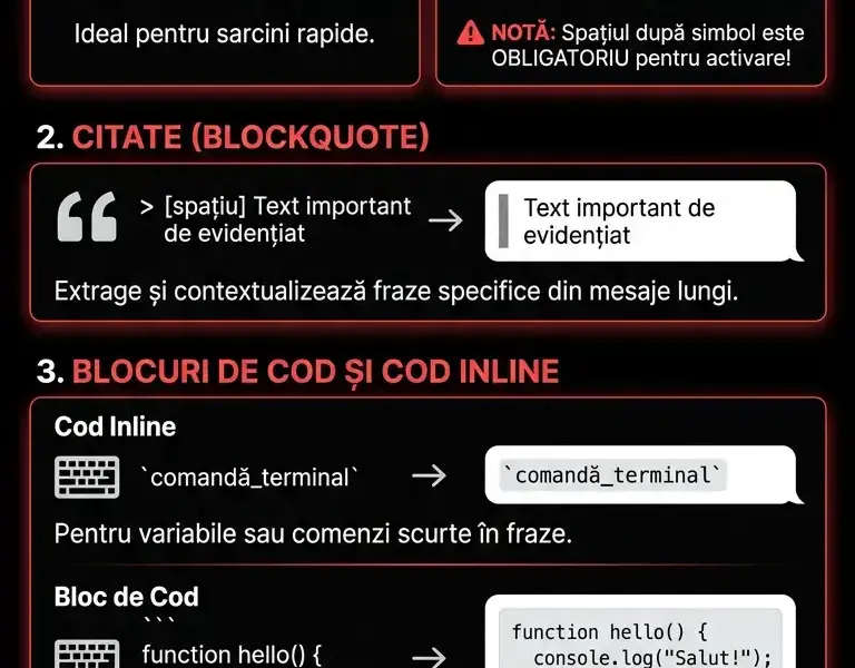 Infografica: WhatsApp Web: cum să scrii liste, citate și blocuri de cod