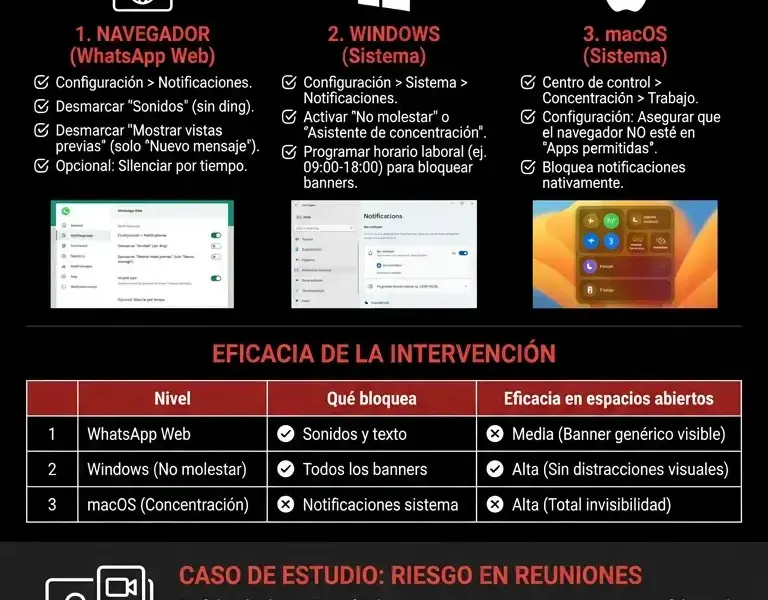Infografica: WhatsApp Web en la oficina: c&oacute;mo silenciar notificaciones y ocultar textos