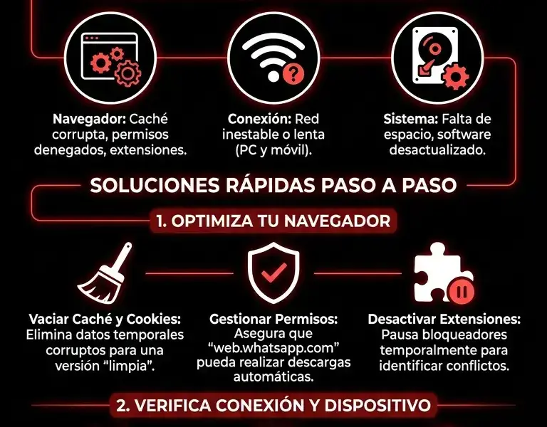 Infografica: &iquest;WhatsApp Web no descarga fotos? Aqu&iacute; te explicamos c&oacute;mo solucionarlo al instante