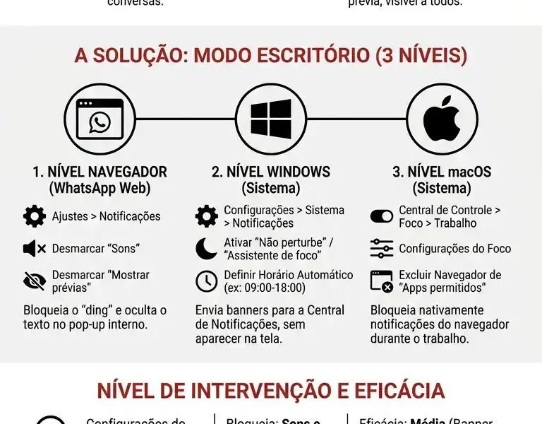 Infografica: WhatsApp Web no Escrit&oacute;rio: Como Silenciar Notifica&ccedil;&otilde;es e Ocultar Textos