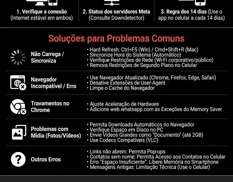 Infografica: O WhatsApp Web n&atilde;o funciona ou desconecta? O guia definitivo de solu&ccedil;&atilde;o de problemas