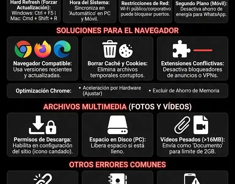 Infografica: &iquest;WhatsApp Web no funciona o se desconecta? La gu&iacute;a definitiva de soluci&oacute;n de problemas