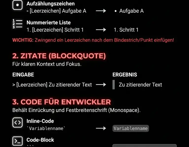 Infografica: WhatsApp Web: So erstellen Sie Listen, Zitate und Code-Bl&ouml;cke