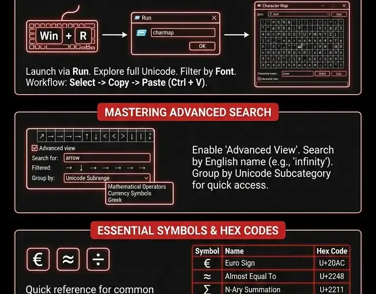 Infografica: Windows Character Map: A Complete Guide to Charmap and Automation