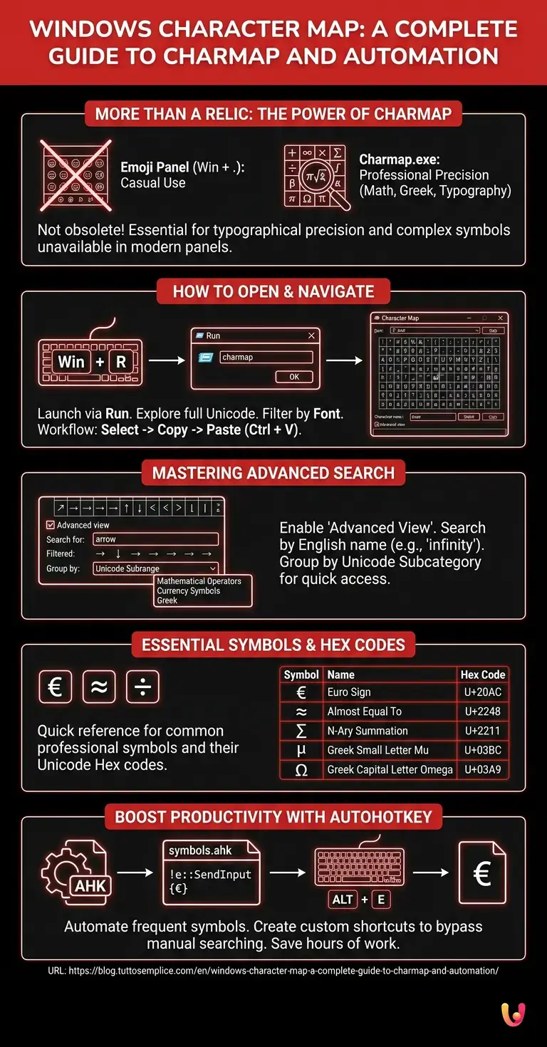 Windows Character Map: A Complete Guide to Charmap and Automation - Summary Infographic