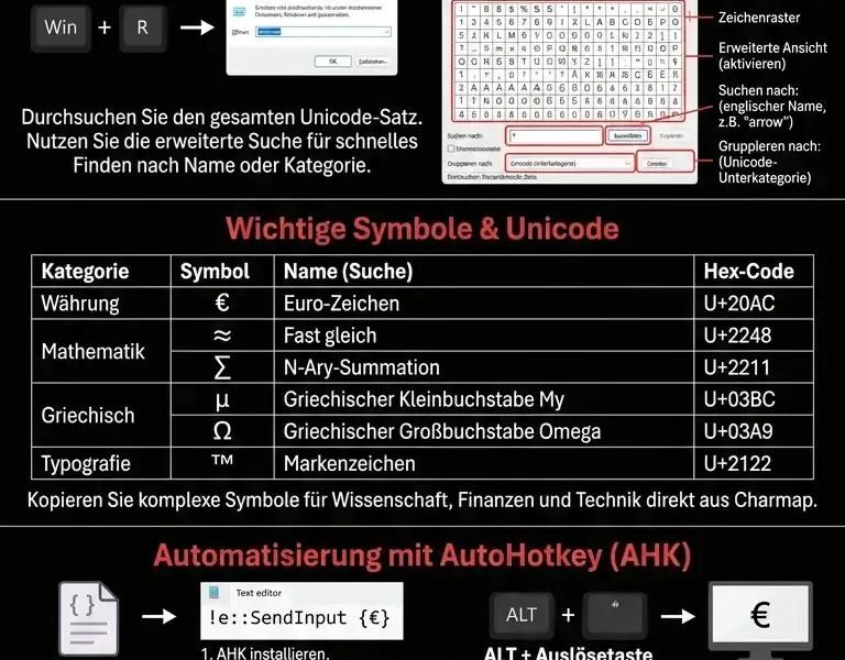 Infografica: Windows-Zeichentabelle: Komplette Anleitung zu Charmap und Automatisierung