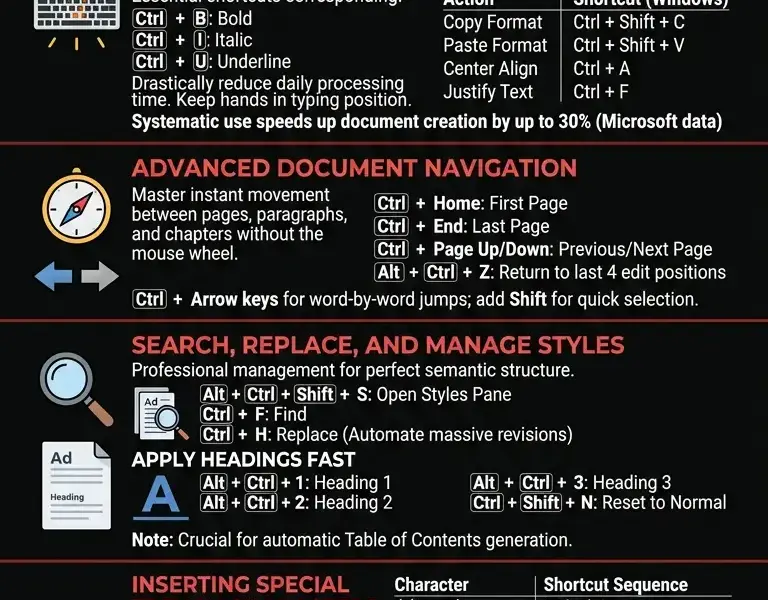 Infografica: Word keyboard shortcuts: a complete guide to being more productive
