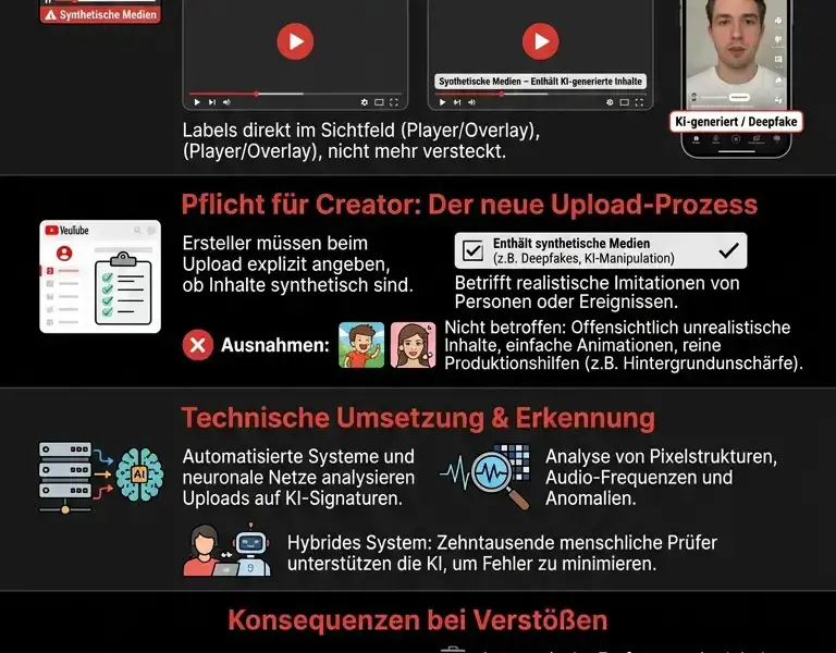 Infografica: YouTube implementiert Metadaten-Pflicht f&uuml;r synthetische Medien