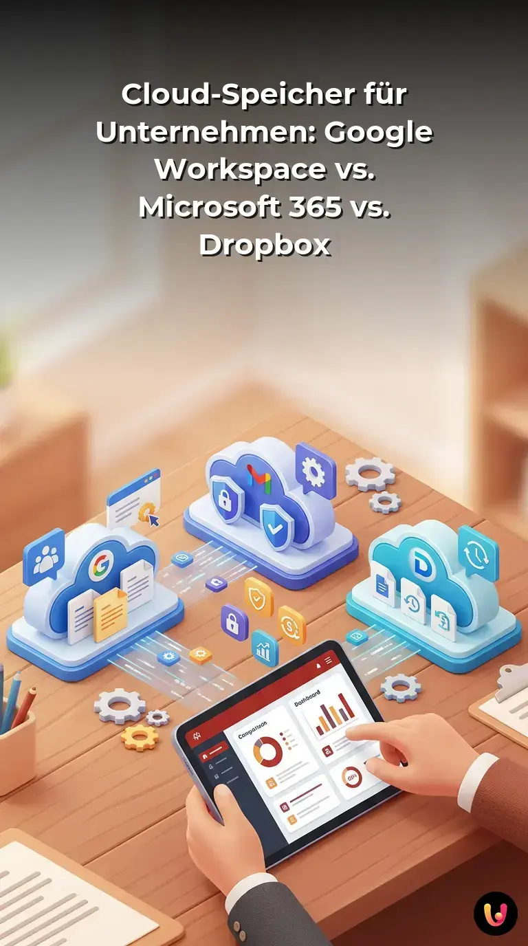 Vergleich der wahren IT-Kosten zwischen Google Workspace, Microsoft 365 und Dropbox Business.