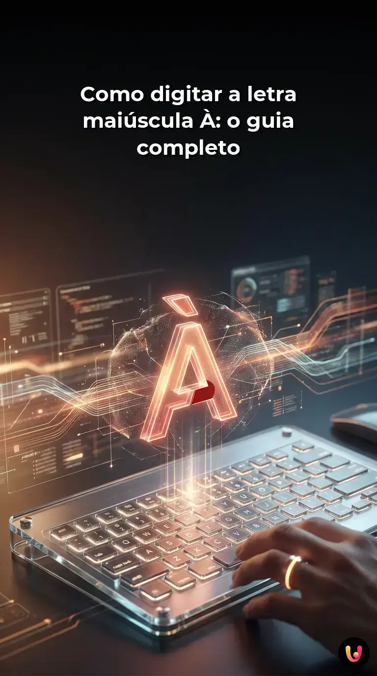 Tutorial pr&aacute;tico ensinando como digitar a letra &Agrave; mai&uacute;scula em teclados f&iacute;sicos e virtuais.