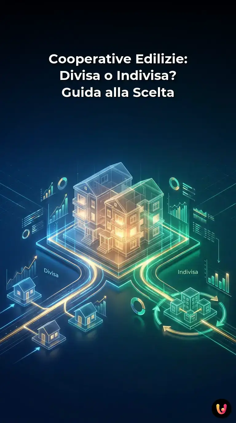 Schema concettuale sulle differenze tra cooperative edilizie a propriet&agrave; divisa e indivisa.