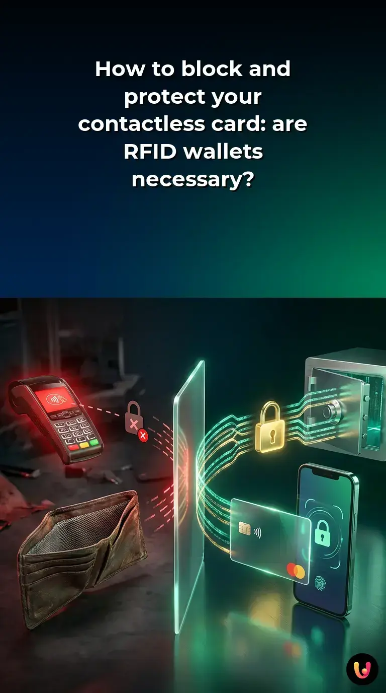 A contactless credit card and a smartphone displaying a digital payment risk simulator.