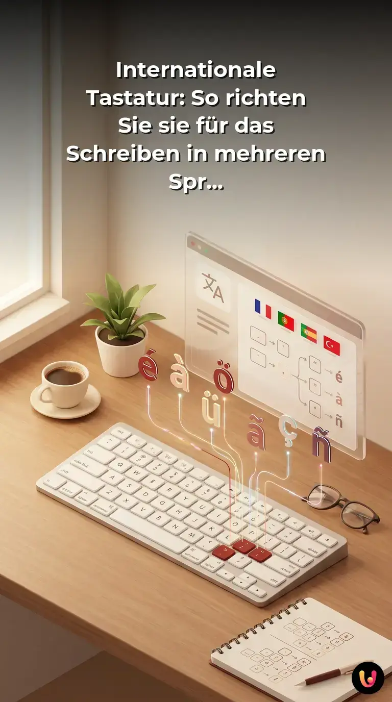 Eine Computertastatur mit eingeblendeten internationalen Sonderzeichen und Akzenten.