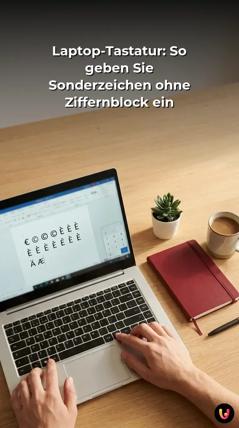 Eine moderne Laptop-Tastatur mit Fokus auf die Tasten f&uuml;r Sonderzeichen und Tastenkombinationen.