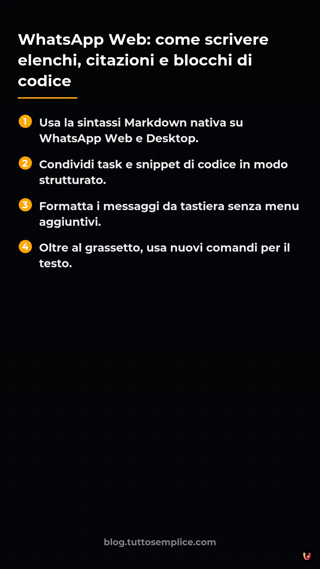 List: WhatsApp Web: come scrivere elenchi, citazioni e blocchi di codice