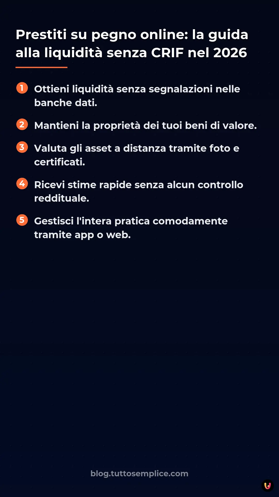 List: Prestiti su pegno online: la guida alla liquidit&agrave; senza CRIF nel 2026