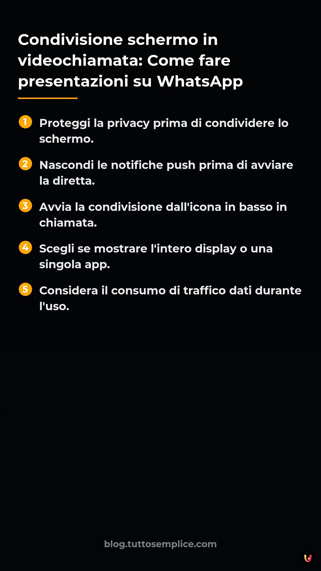 List: Condivisione schermo in videochiamata: Come fare presentazioni su WhatsApp