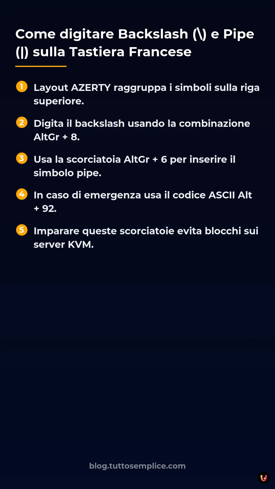 List: Come digitare Backslash () e Pipe (|) sulla Tastiera Francese