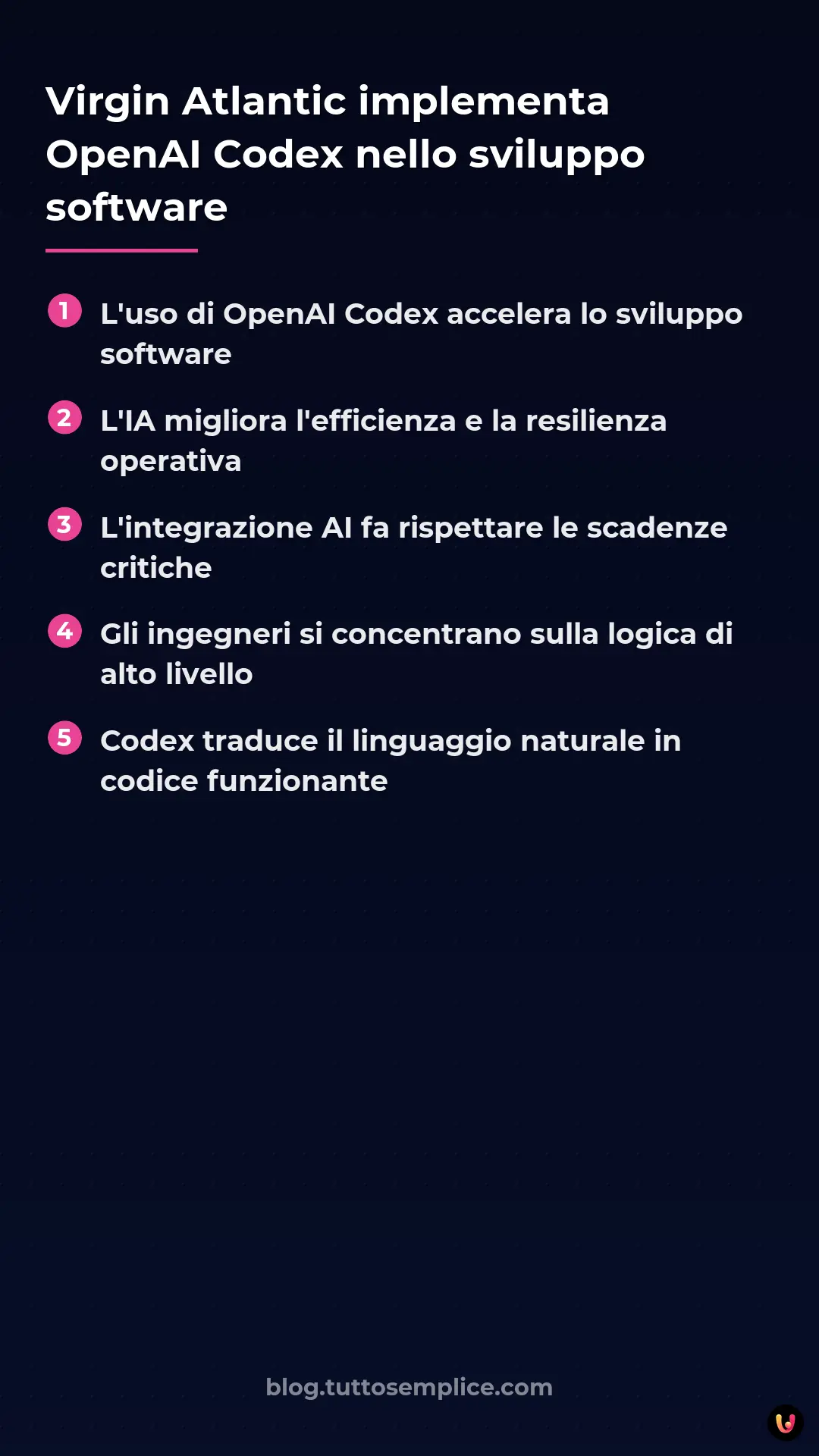 List: Virgin Atlantic implementa OpenAI Codex nello sviluppo software