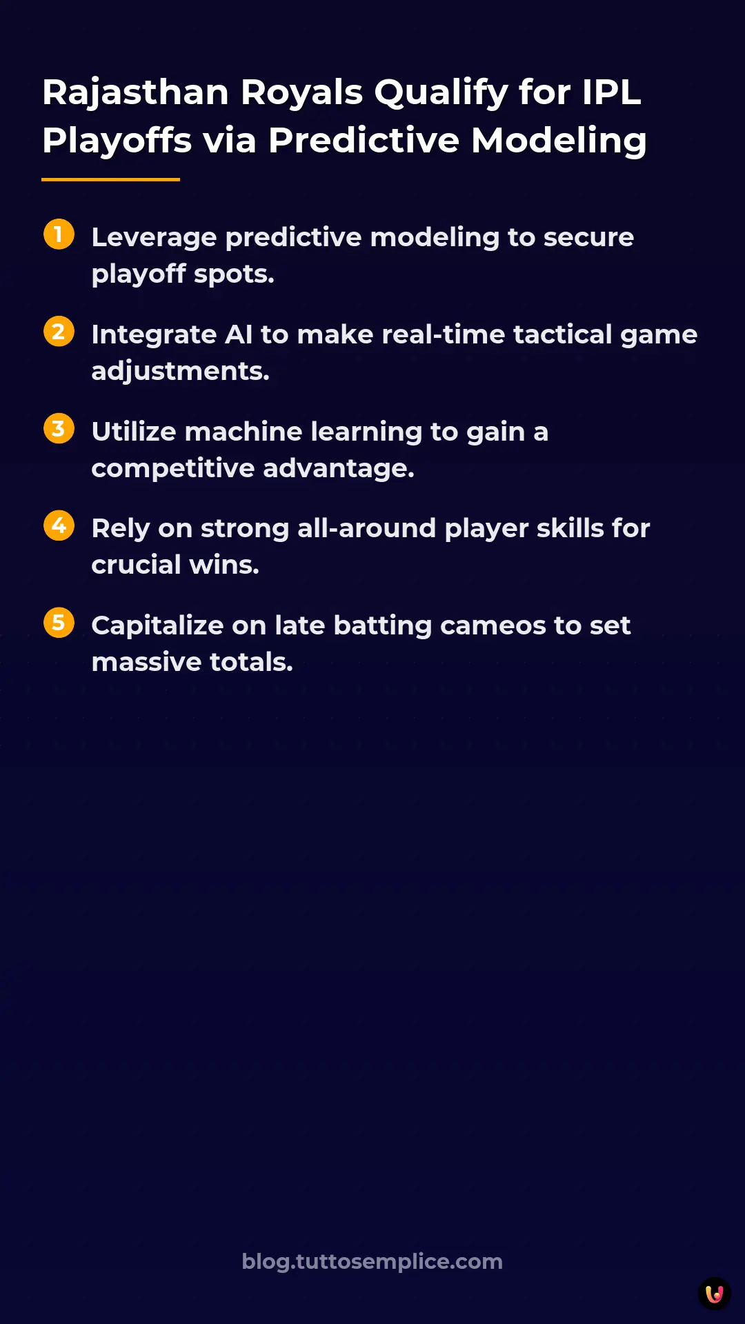List: Rajasthan Royals Qualify for IPL Playoffs via Predictive Modeling