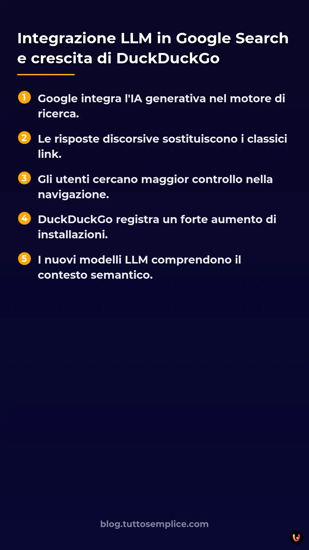 List: Integrazione LLM in Google Search e crescita di DuckDuckGo