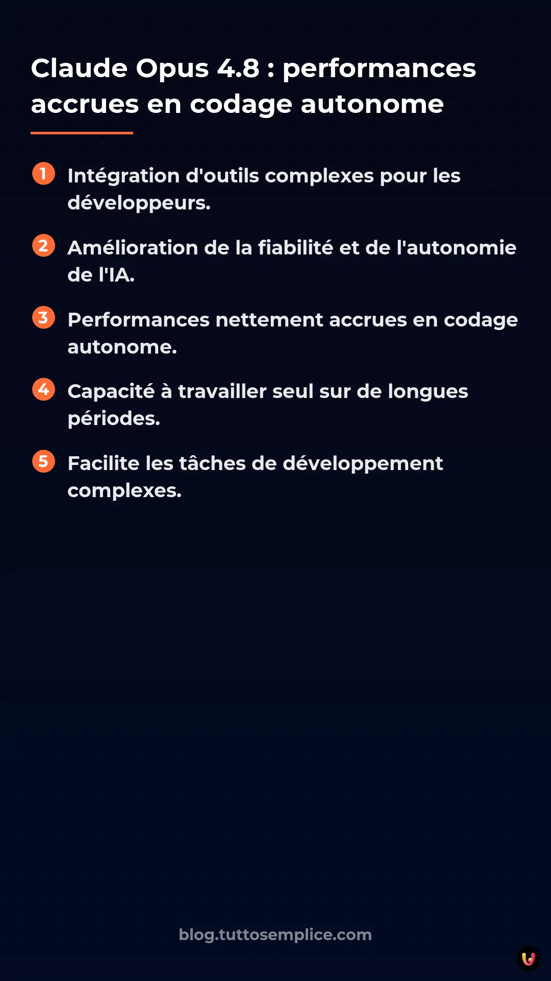 List: Claude Opus 4.8 : performances accrues en codage autonome