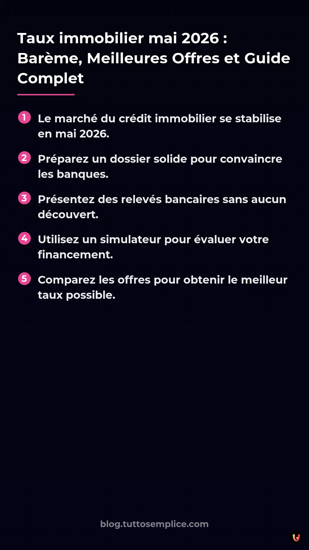 List: Taux immobilier mai 2026 : Bar&egrave;me, Meilleures Offres et Guide Complet