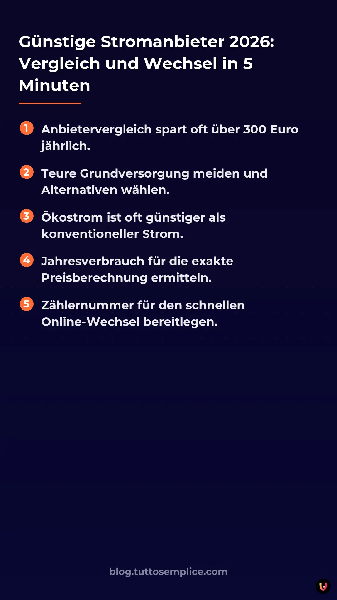 List: G&uuml;nstige Stromanbieter 2026: Vergleich und Wechsel in 5 Minuten