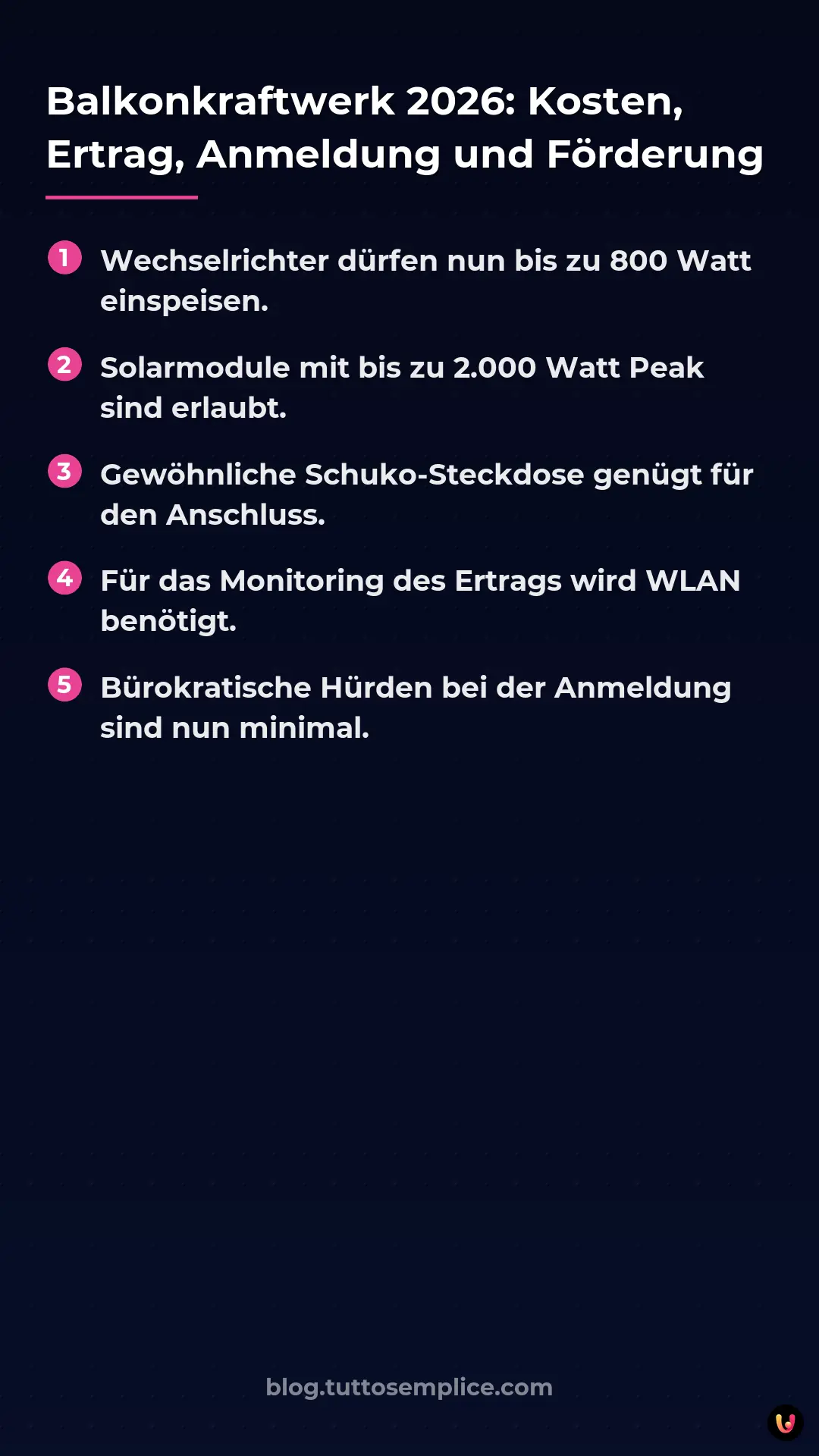 List: Balkonkraftwerk 2026: Kosten, Ertrag, Anmeldung und F&ouml;rderung
