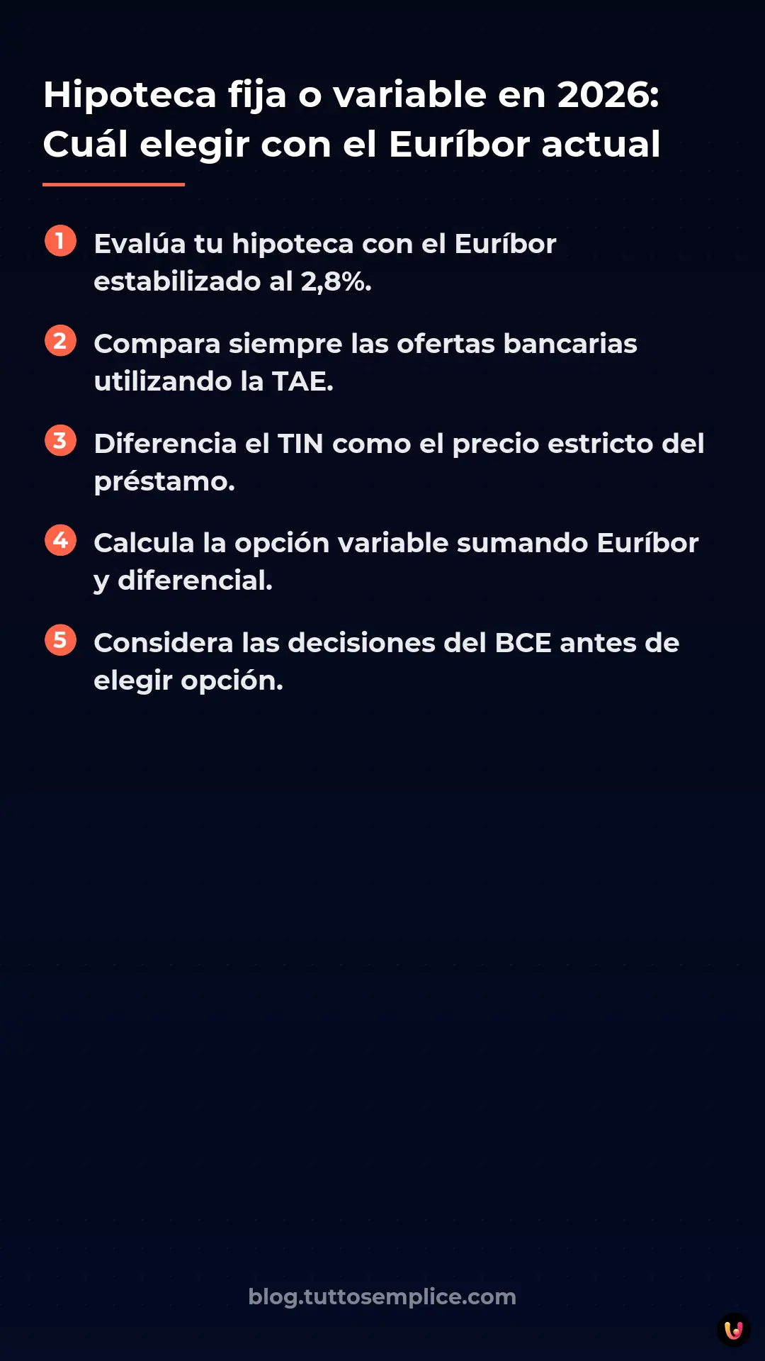 List: Hipoteca fija o variable en 2026: Cu&aacute;l elegir con el Eur&iacute;bor actual